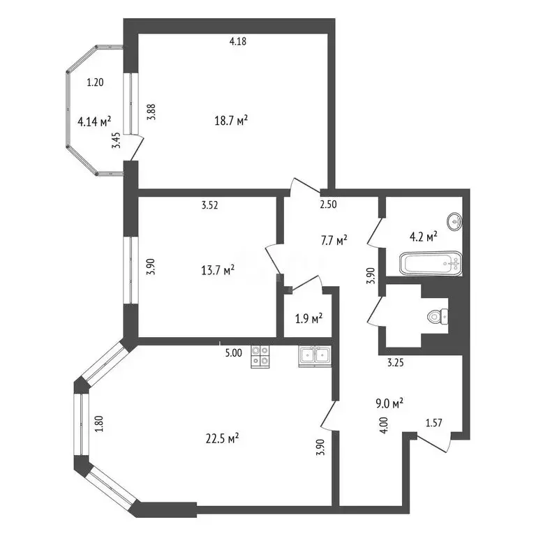 3-комнатная квартира: Новокузнецк, проспект Авиаторов, 97 (80.7 м) - Фото 1