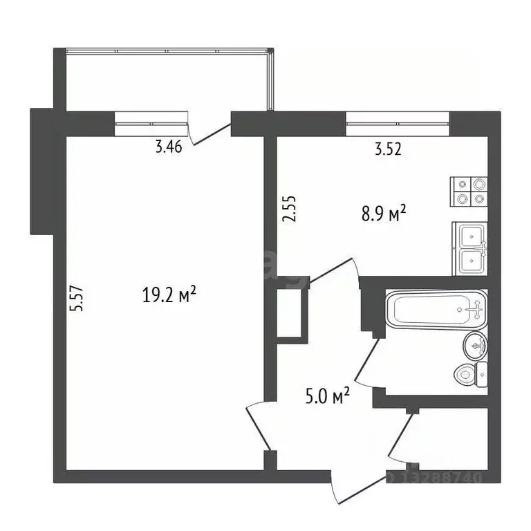 1-к кв. Орловская область, Орел Комсомольская ул., 272 (38.1 м) - Фото 2