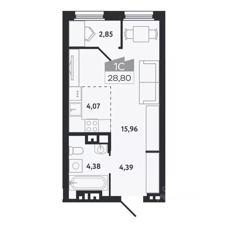 Студия Томская область, Томск Черемошники мкр, ул. Бердская, 14/3 ... - Фото 1