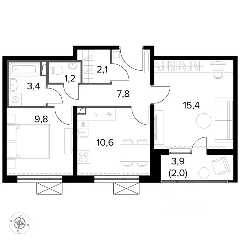 2-к кв. Московская область, Ленинский городской округ, пос. Битца ... - Фото 2