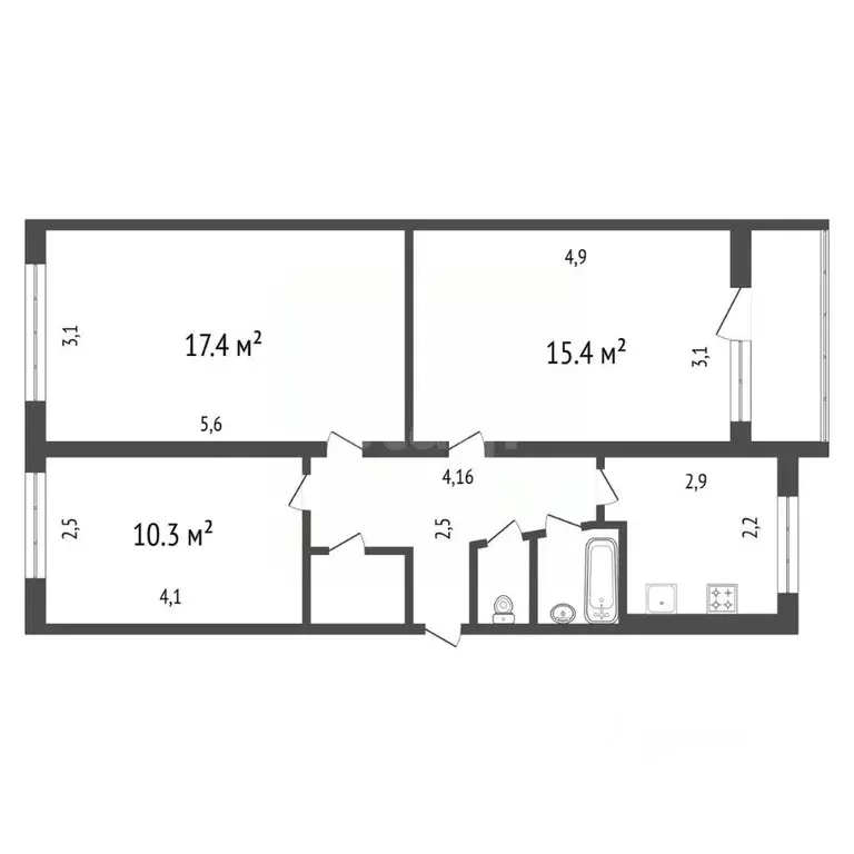 3-к кв. Иркутская область, Иркутск ул. Баумана, 174 (59.5 м) - Фото 2