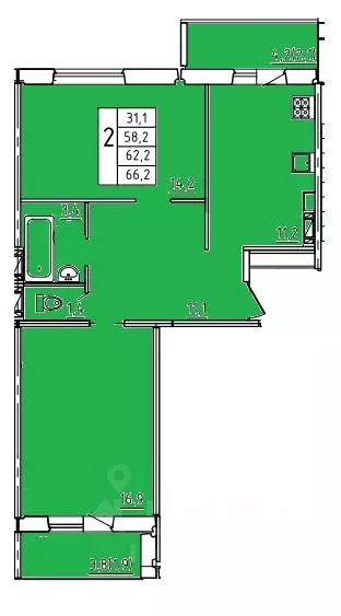 2-к кв. Смоленская область, Смоленск ул. 2-я Киевская (62.2 м) - Фото 0