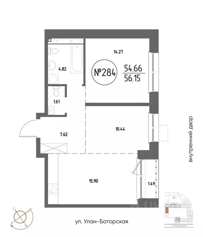2-к кв. Иркутская область, Иркутск Макс жилой комплекс (56.15 м) - Фото 1