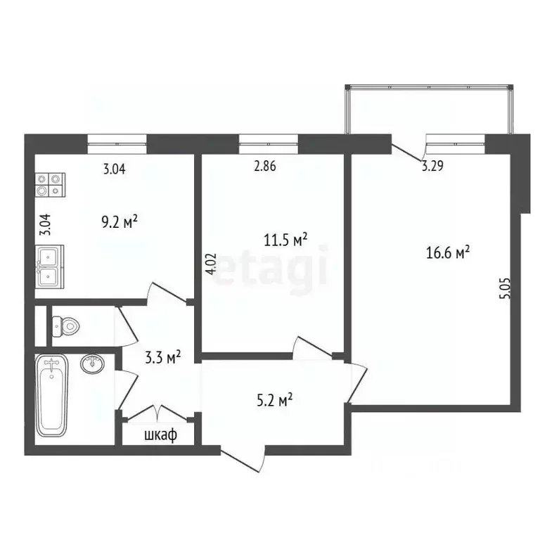 2-к кв. Вологодская область, Череповец Октябрьский просп., 42 (50.0 м) - Фото 1