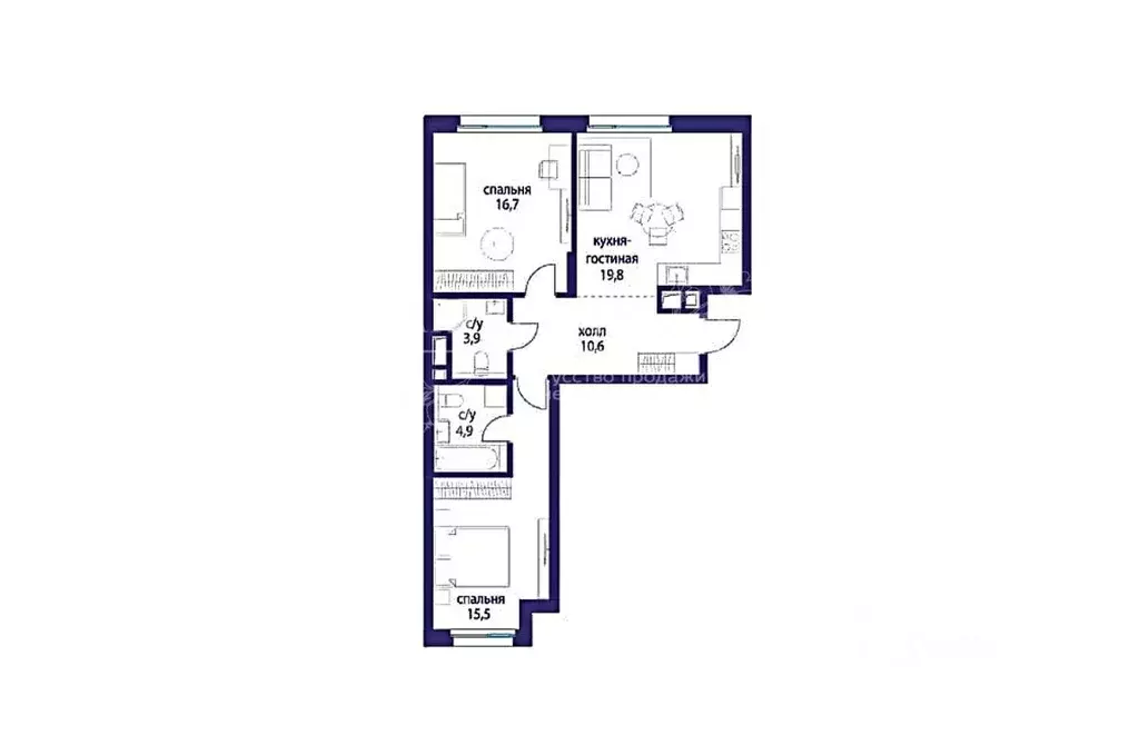 2-к кв. Москва ул. Нижние Мневники, 9 (71.0 м) - Фото 2