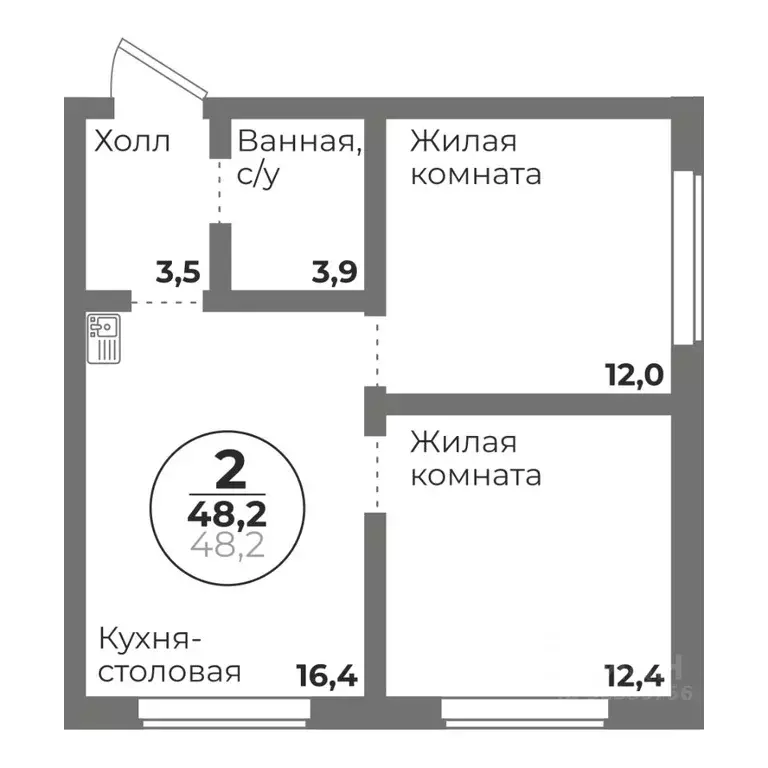 2-к кв. Челябинская область, Челябинск Комсомольский просп., 145 (48.2 ... - Фото 0