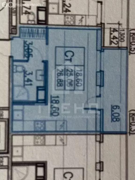 Квартира-студия: Кудрово, проспект Строителей, 1к1 (26 м) - Фото 1