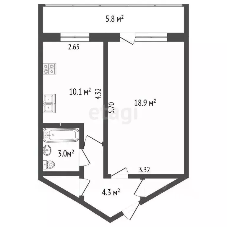 1-к кв. Московская область, Воскресенск Новлянский мкр, ул. Кагана, 8 ... - Фото 2