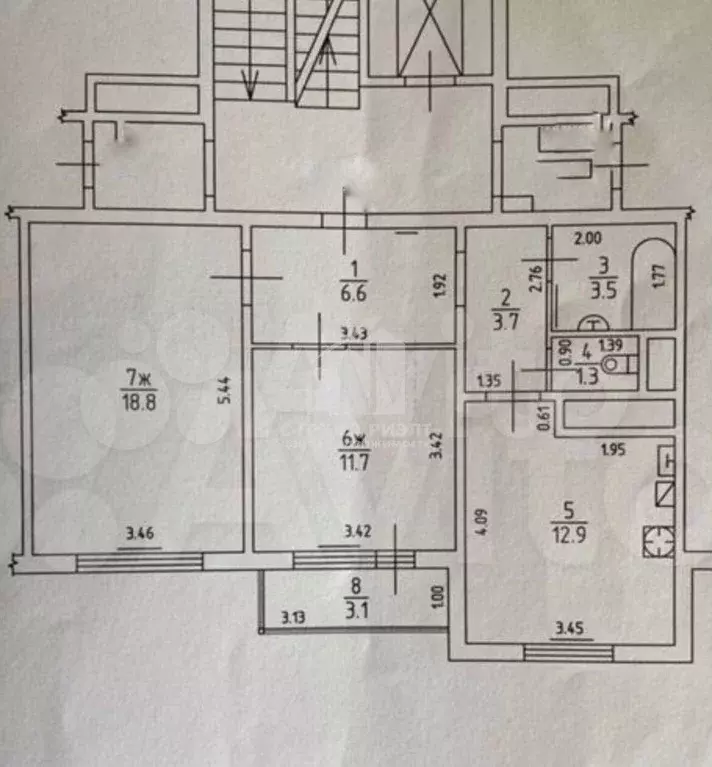 2-к. квартира, 61,5 м, 6/9 эт. - Фото 0