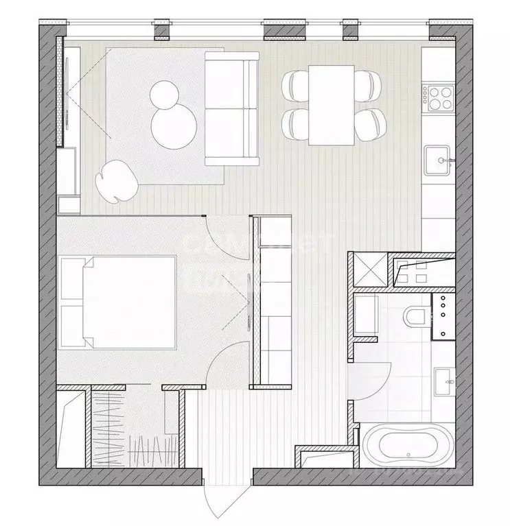 1-к кв. Липецкая область, Липецк ул. Е.И. Замятина, 4 (43.6 м) - Фото 2
