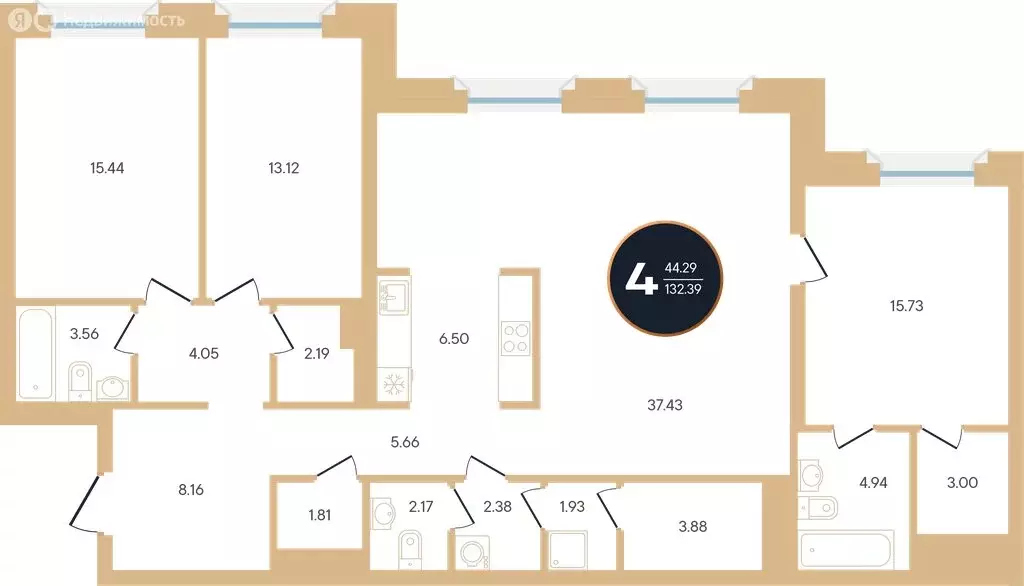 4-комнатная квартира: Уфа, улица Рихарда Зорге, 73/1 (132.39 м) - Фото 0