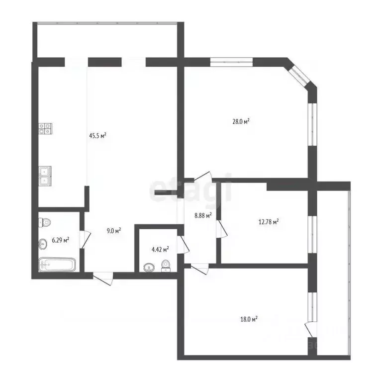 4-к кв. Томская область, Томск Тверская ул., 28 (153.8 м) - Фото 2