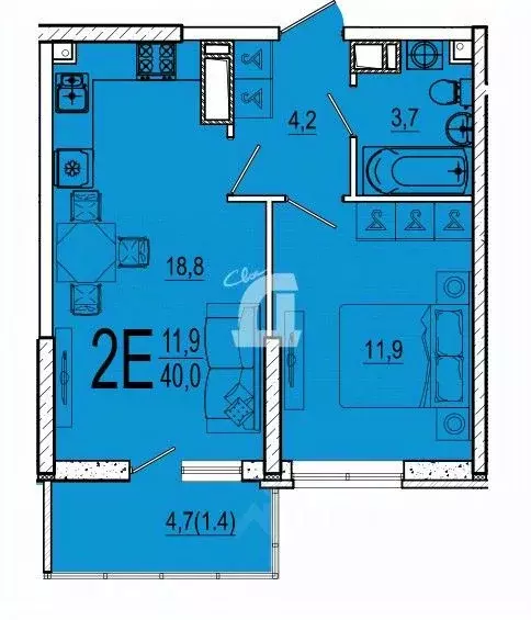 1-к кв. Краснодарский край, Краснодар ул. Конгрессная, 41к1 (40.0 м) - Фото 1