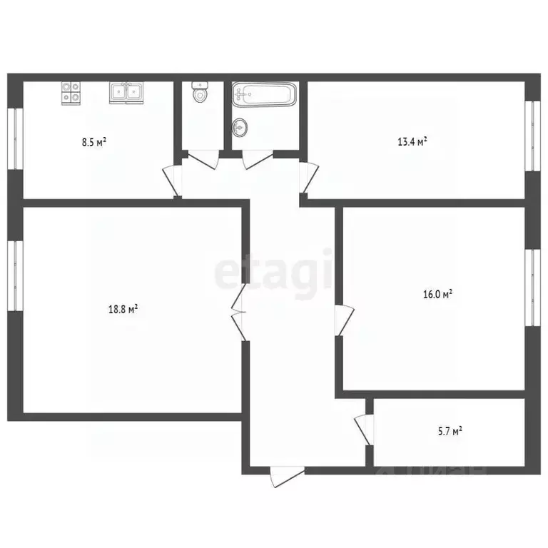 3-к кв. Москва ул. Большая Набережная, 5 (76.1 м) - Фото 2