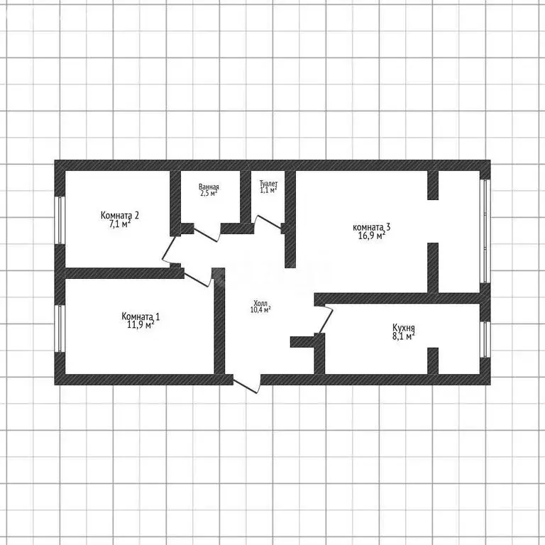 3-комнатная квартира: посёлок Тульский, улица Танюкова, 2А (58 м) - Фото 1