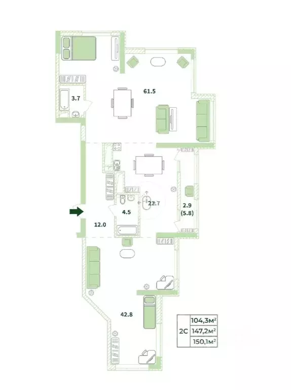 Свободной планировки кв. Крым, Симферополь ул. Крымской Весны, 15 ... - Фото 1