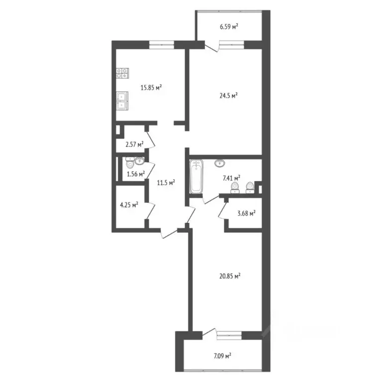 2-к кв. Тюменская область, Тюмень Самарская ул., 20 (96.0 м) - Фото 1