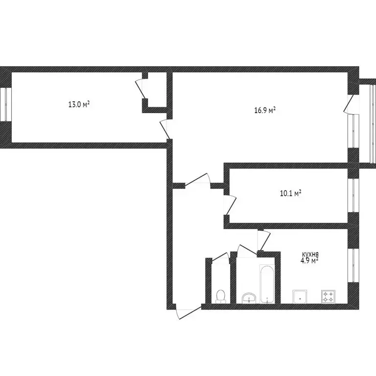 3-комнатная квартира: Златоуст, улица 40-летия Победы, 9 (59.8 м) - Фото 0