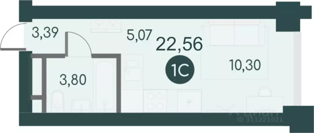 Студия Курганская область, Курган Малиновые высоты жилой комплекс ... - Фото 1