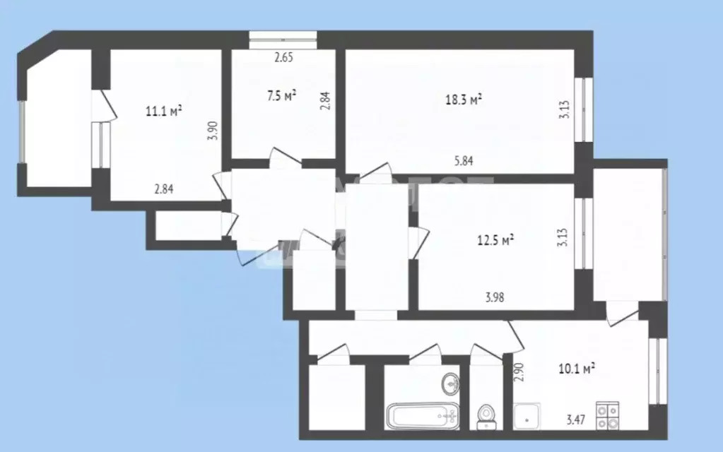 4-к кв. Ханты-Мансийский АО, Сургут Игоря Киртбая ул., 21 (83.6 м) - Фото 1