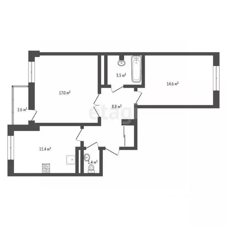 2-к кв. Краснодарский край, Краснодар ул. Венецианская, 14 (59.0 м) - Фото 2