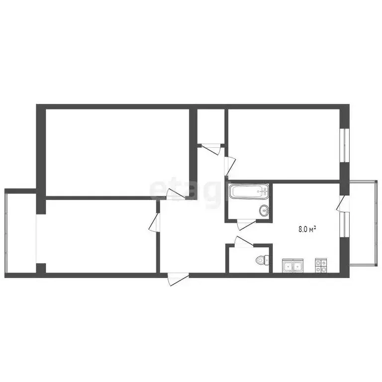 3-комнатная квартира: Прохладный, Пролетарская улица, 224 (64.7 м) - Фото 1