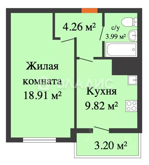 1-к кв. Нижегородская область, Кстово ул. Сутырина, 9 (38.58 м) - Фото 1