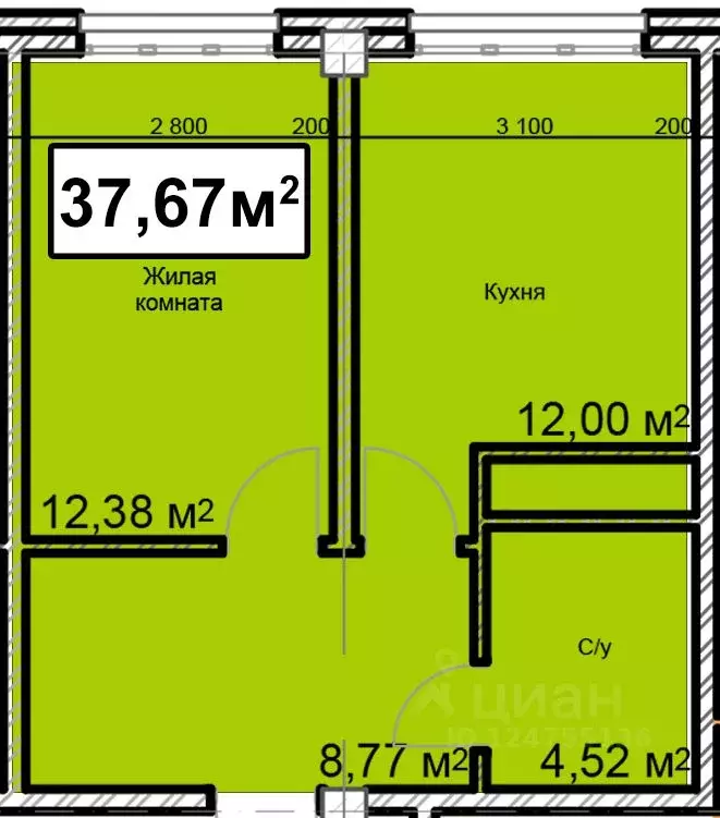 1-к кв. Ставропольский край, Ессентуки ул. Благодатная, 22к1 (37.67 м) - Фото 0