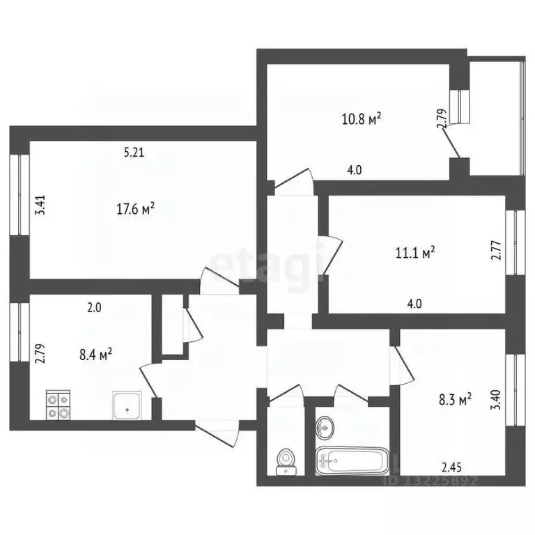 4-к кв. Вологодская область, Вологда Ярославская ул., 40А (74.0 м) - Фото 2