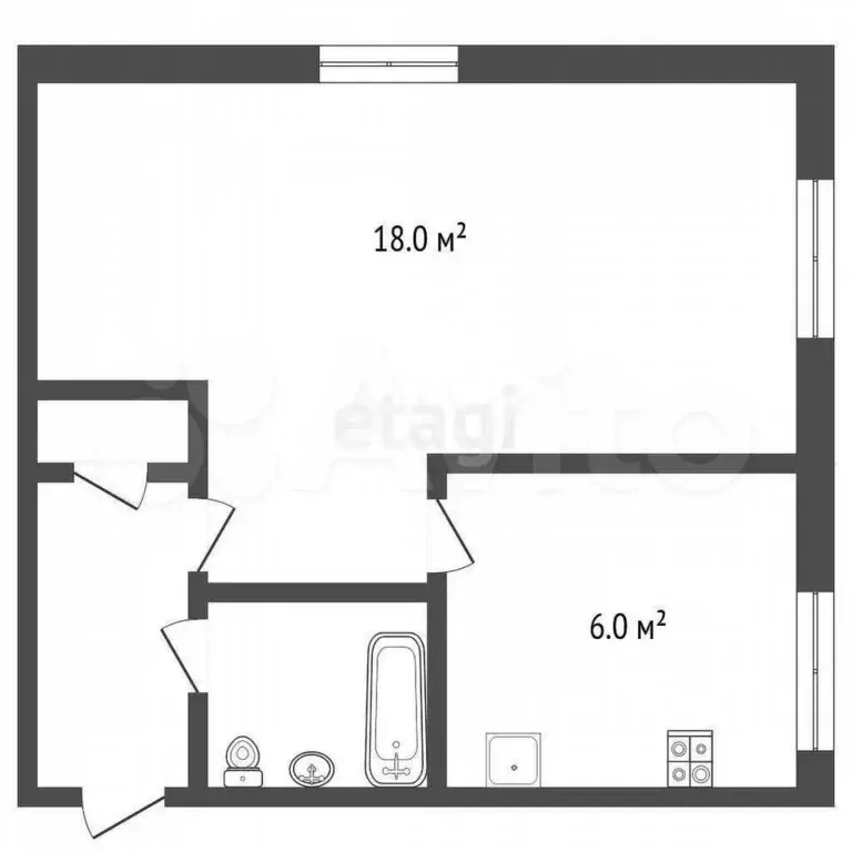 1-к. квартира, 31 м, 3/5 эт. - Фото 0