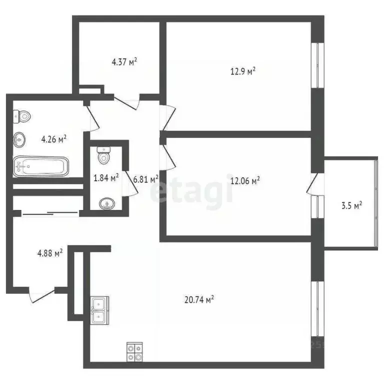 3-к кв. Липецкая область, Липецк Депутатская ул., 60 (71.8 м) - Фото 0