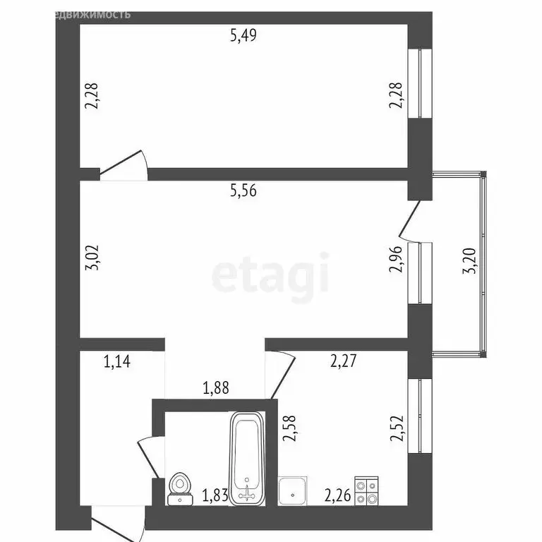 2-комнатная квартира: Стерлитамак, улица Худайбердина, 192 (42.4 м) - Фото 0