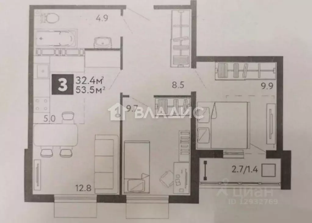 3-к кв. Пензенская область, Пенза ул. Шмидта, 24 (54.0 м) - Фото 1