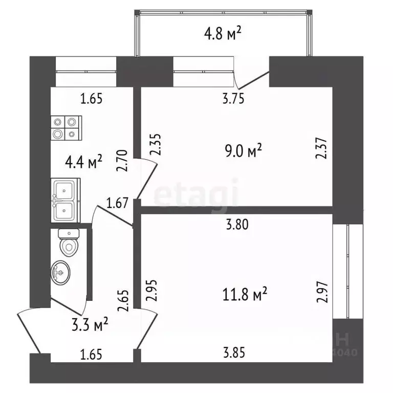 2-к кв. Крым, Феодосия ул. Украинская, 22 (28.9 м) - Фото 2