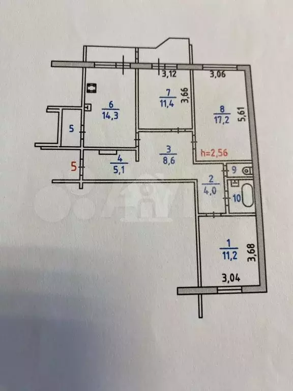 3-к. квартира, 78,4 м, 2/10 эт. - Фото 0