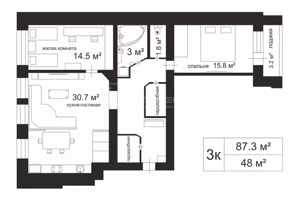 3-к кв. Владимирская область, Владимир Суздальский просп., 13а (87.3 ... - Фото 2