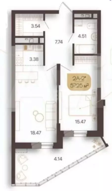 2-к кв. Татарстан, Казань ул. Горьковское Шоссе, 2Ак3 (60.0 м) - Фото 2
