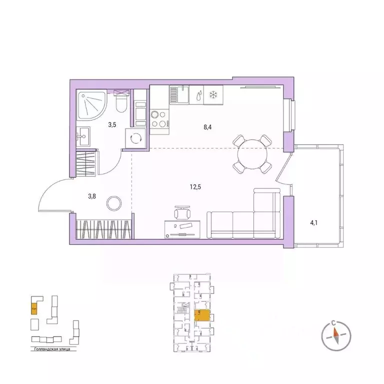 Квартира, студия, 29.4 м - Фото 1