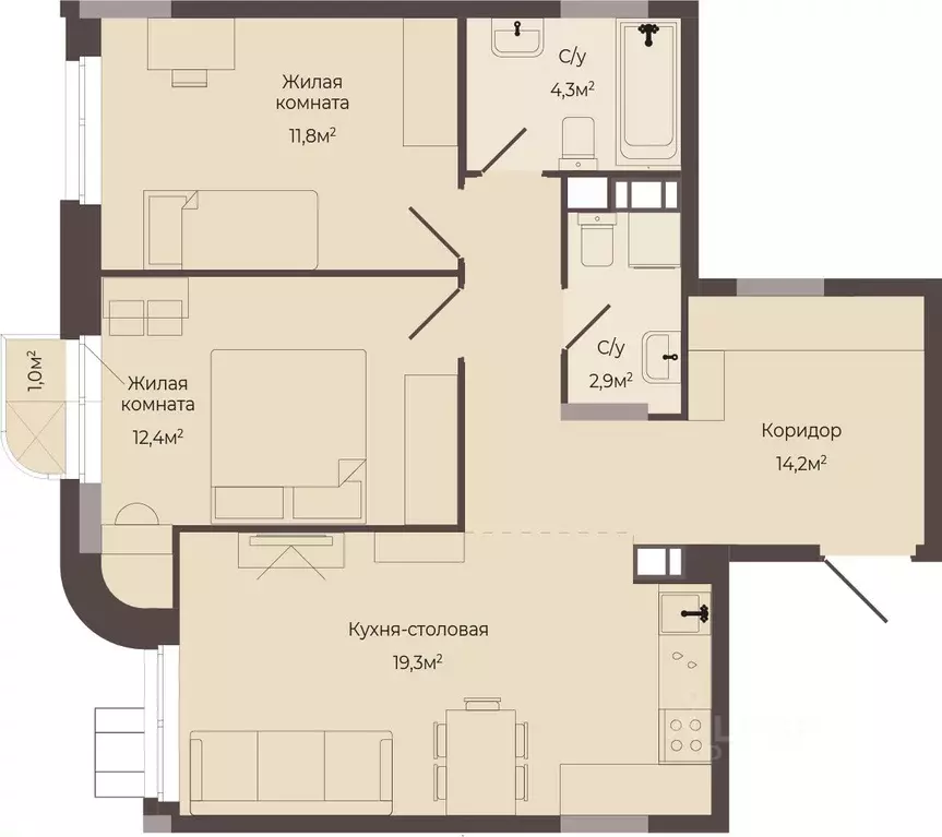 2-к кв. Нижегородская область, Нижний Новгород Соцгород жилрайон, 1-й ... - Фото 1