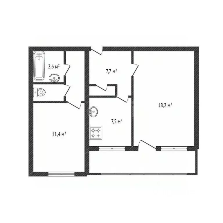 2-к кв. Брянская область, Брянск Комсомольская ул., 18 (52.6 м) - Фото 2