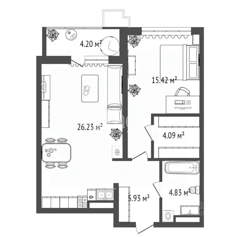 1-к кв. Тюменская область, Тюмень ул. Евгения Войнова, 7 (61.05 м) - Фото 0