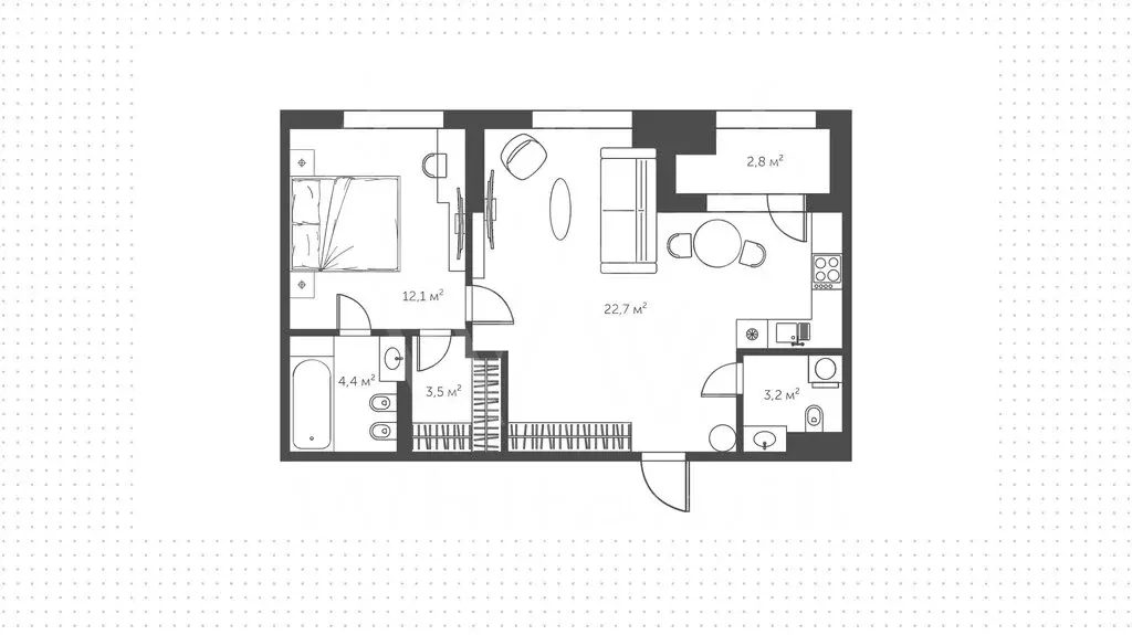 Квартира-студия: Москва, ул. Вильгельма Пика, 1 (56 м) - Фото 1