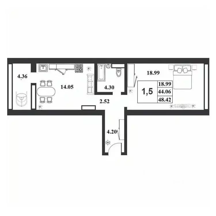 1-к кв. Новгородская область, Великий Новгород ул. Королева, 22к2 ... - Фото 1