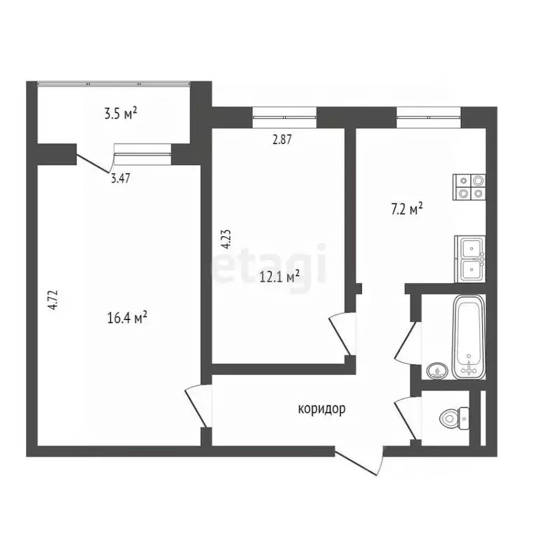 2-к кв. Ханты-Мансийский АО, Когалым ул. Дружбы Народов, 18 (49.3 м) - Фото 1