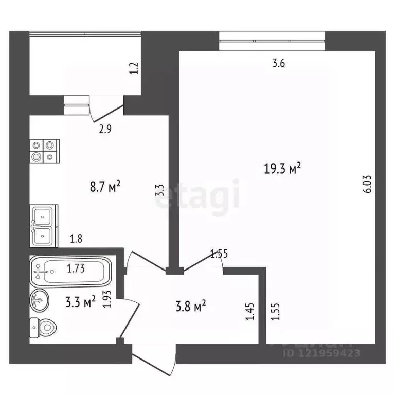 1-к кв. Архангельская область, Котлас ул. Гагарина, 26 (36.4 м) - Фото 1