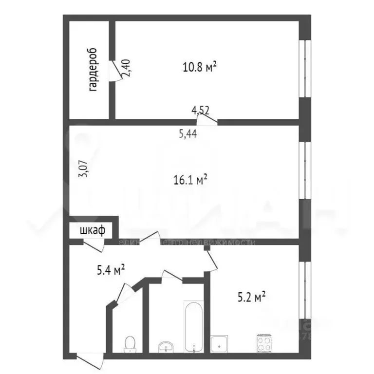 2-к кв. Санкт-Петербург ул. Новостроек, 33 (45.0 м) - Фото 2