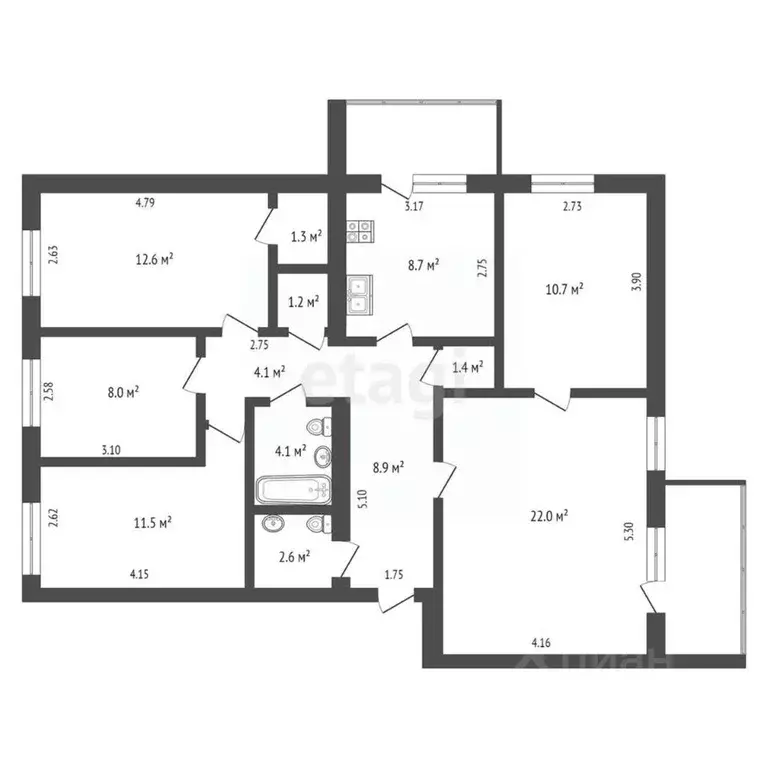 5-к кв. Саха (Якутия), Якутск ул. Кальвица, 5 (97.5 м) - Фото 1