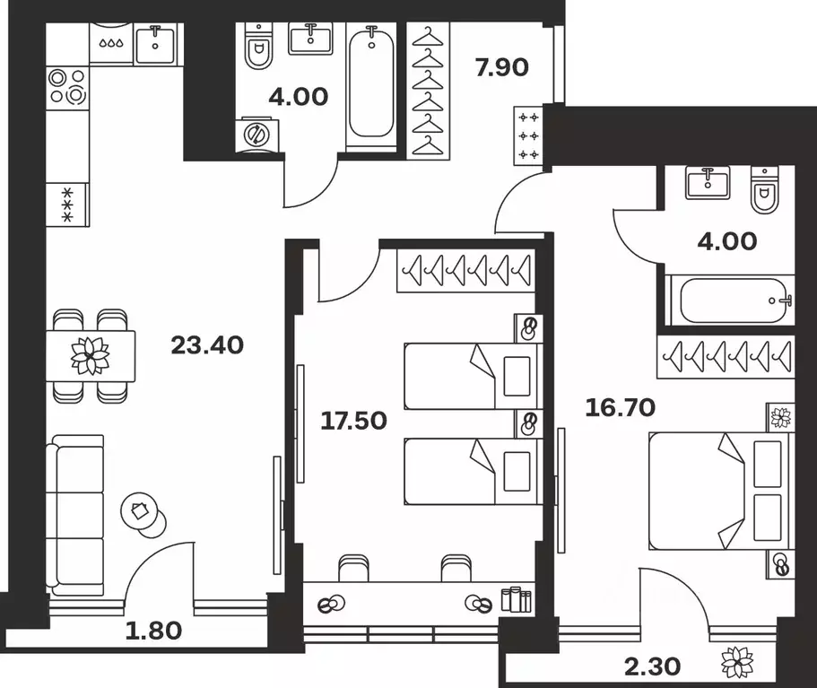 2-к кв. Тульская область, Тула ул. Фридриха Энгельса, 62 (77.6 м) - Фото 1