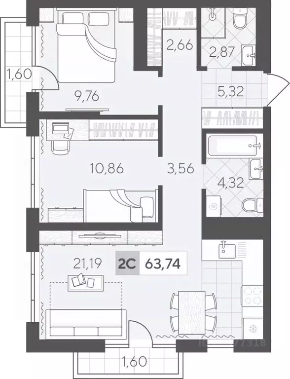 2-к кв. Тюменская область, Тюмень Скандиа.Квартал в Комарово Парк ... - Фото 1