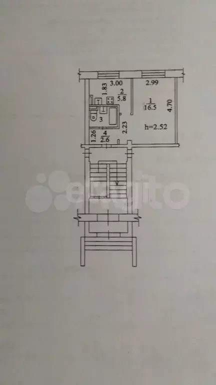 1-к. квартира, 27,4 м, 1/5 эт. - Фото 0